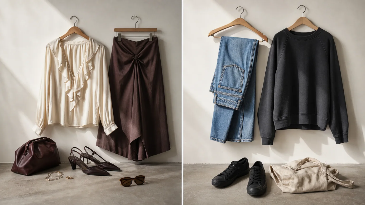 Trendigt dammode jämfört med denim och streetwear