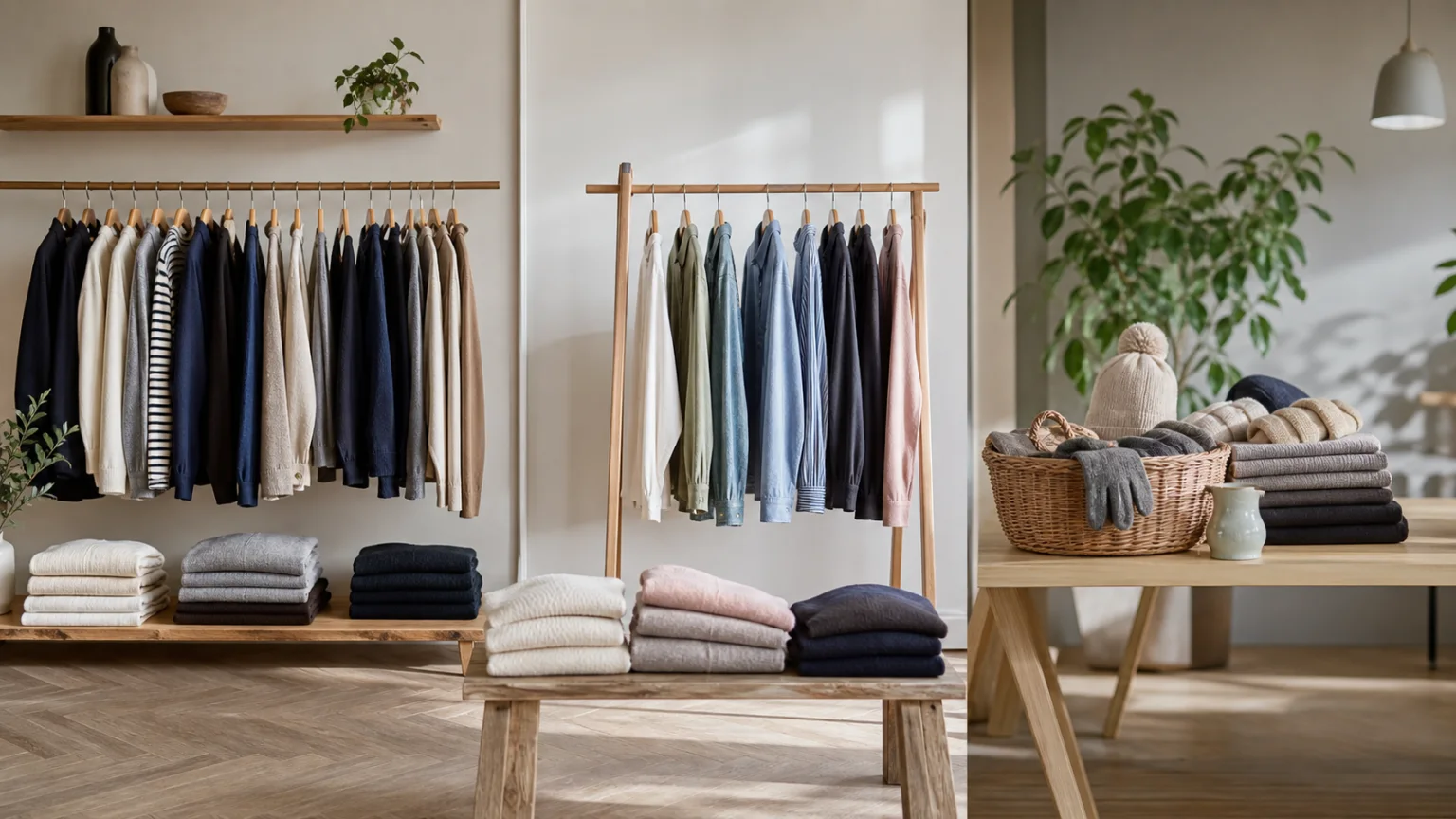 Tre klädurval som visar skillnaden mellan outlet, rea och kampanj